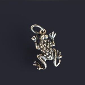 Silver tone Frog Pendant Charm vintage looking perfect for necklace